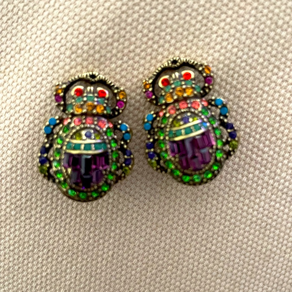 Heidi Daus Scarab Beetle Crystal Swarovski Rhinestone Colorful Dazzle Fun Funky